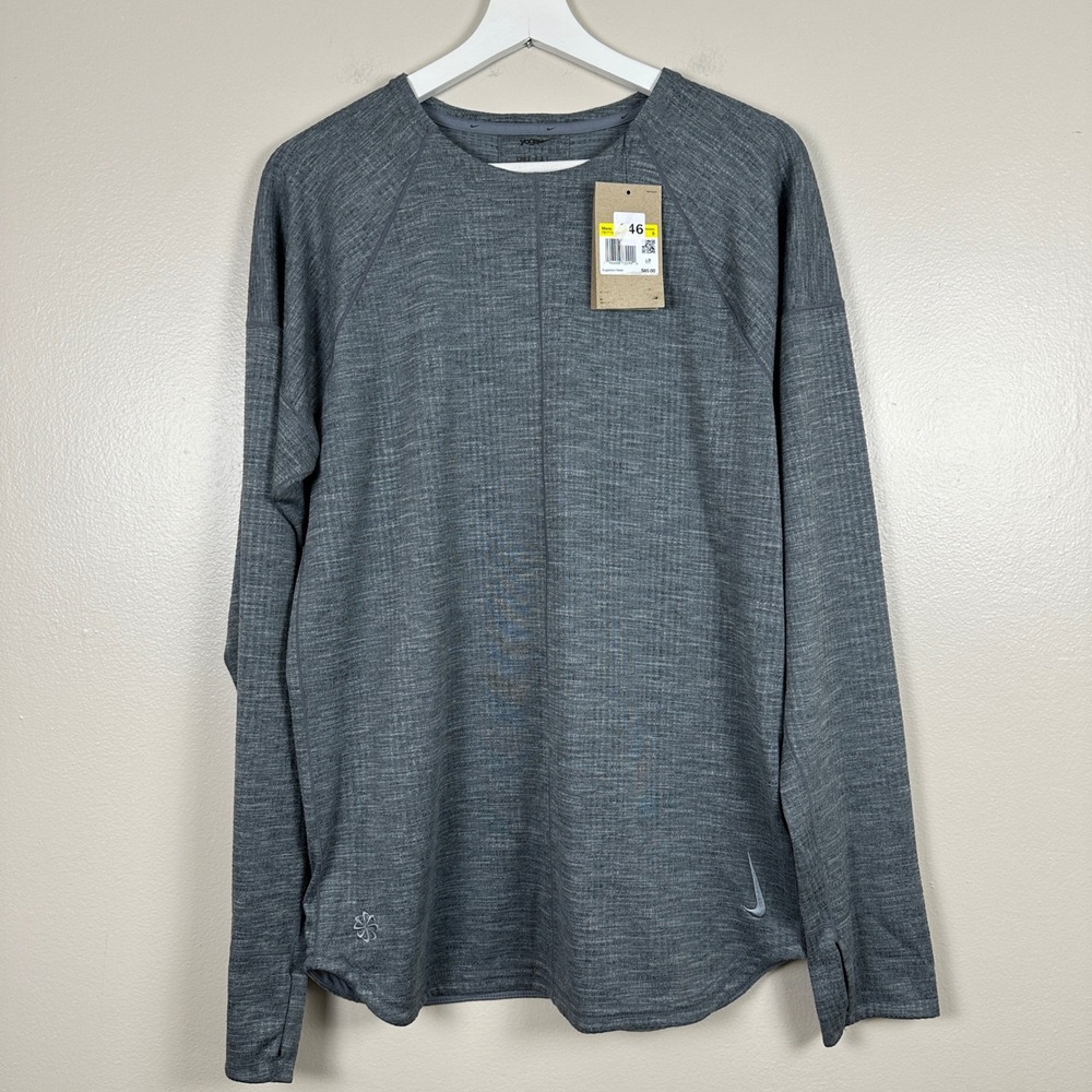 Nike Mens Small Yoga Dri-FIT‎ Training Top Grey Heather FB7775-065 NEW